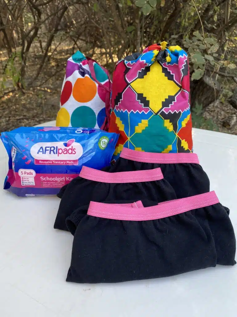 AFRIpads reusable sanitary pads, AFRIpads underwear in a kit for GWF Zambia