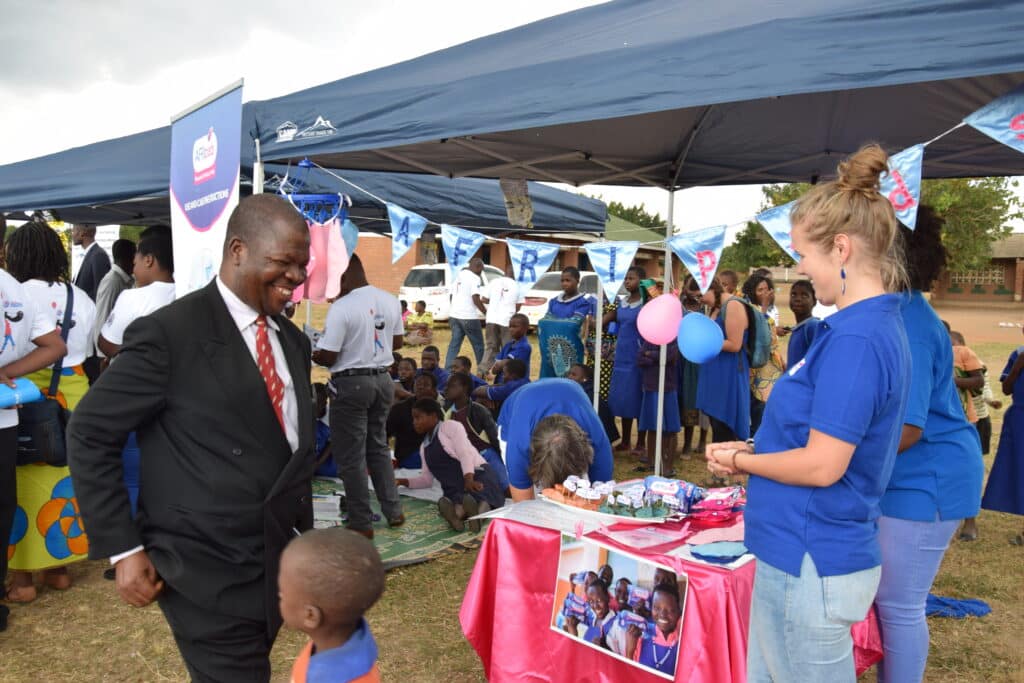 Elise Schutte (AFRIpads Business Development Manager) at AFRIpads exhibition at the Malawi Tax Exemption rally