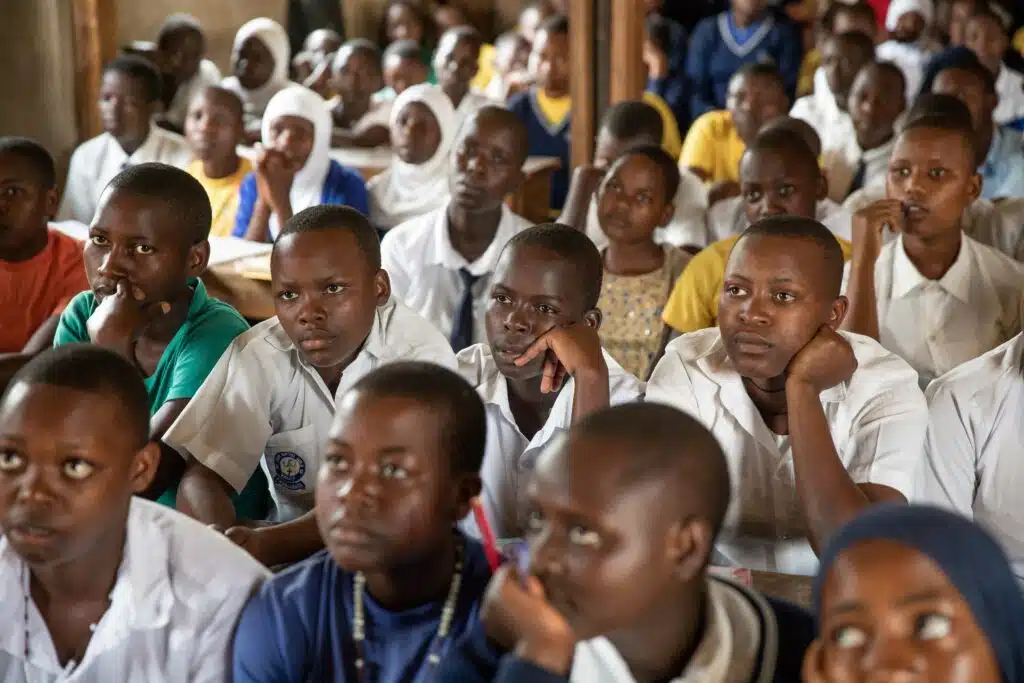 Girls during a Menstrual Health and Hygiene Education lesson